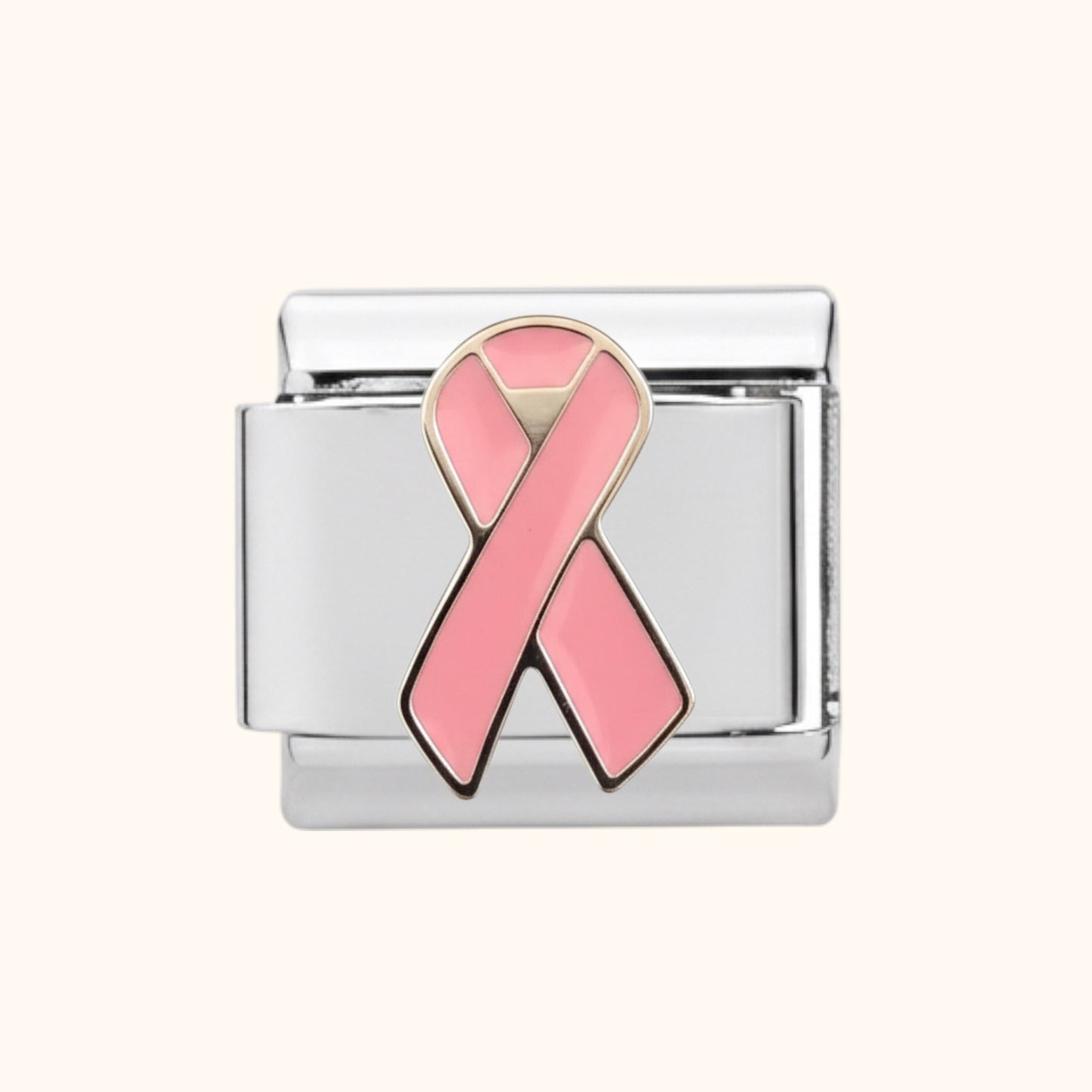 Pink Ribbon Charm - Silver