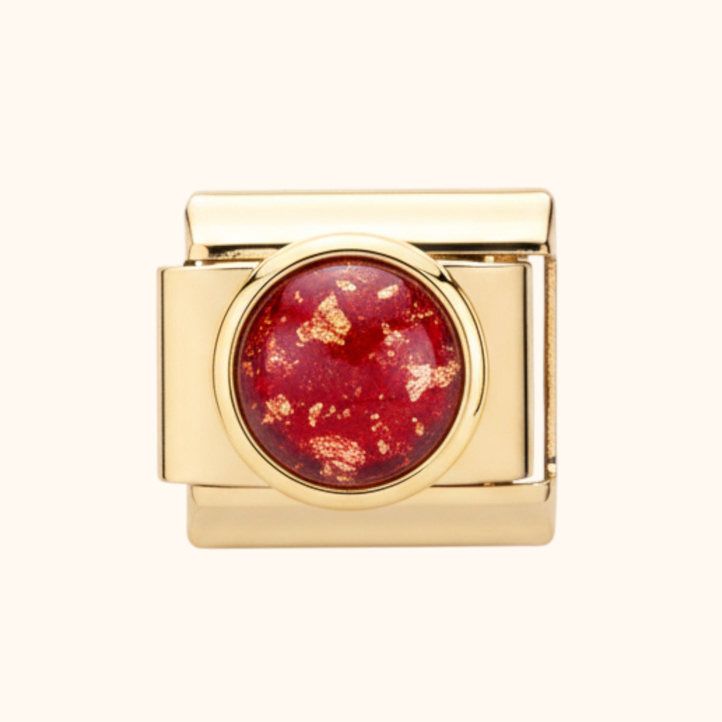 Crimson Foil Dome Charm – Red/Gold