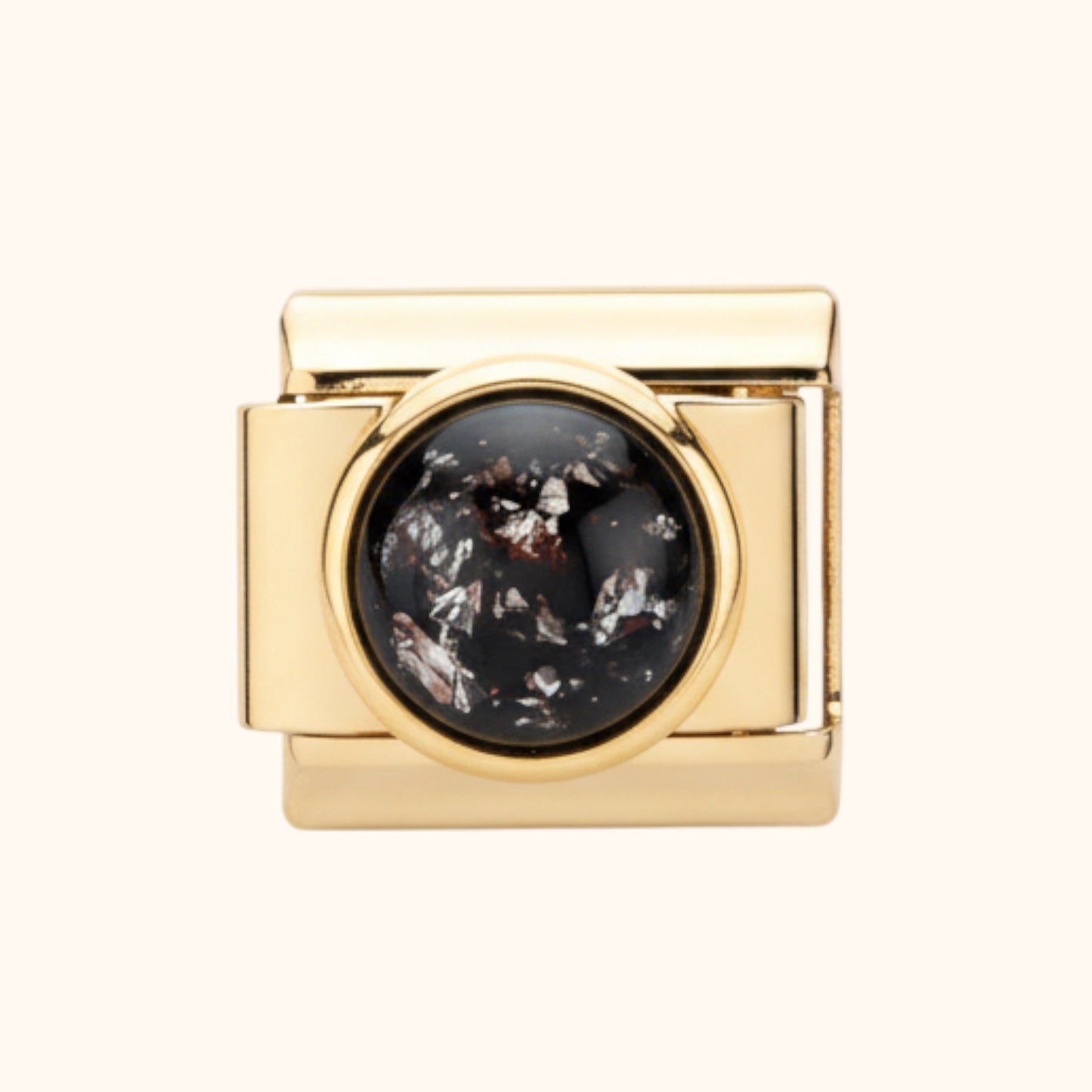 Obsidian Foil Dome Charm – Black/Gold