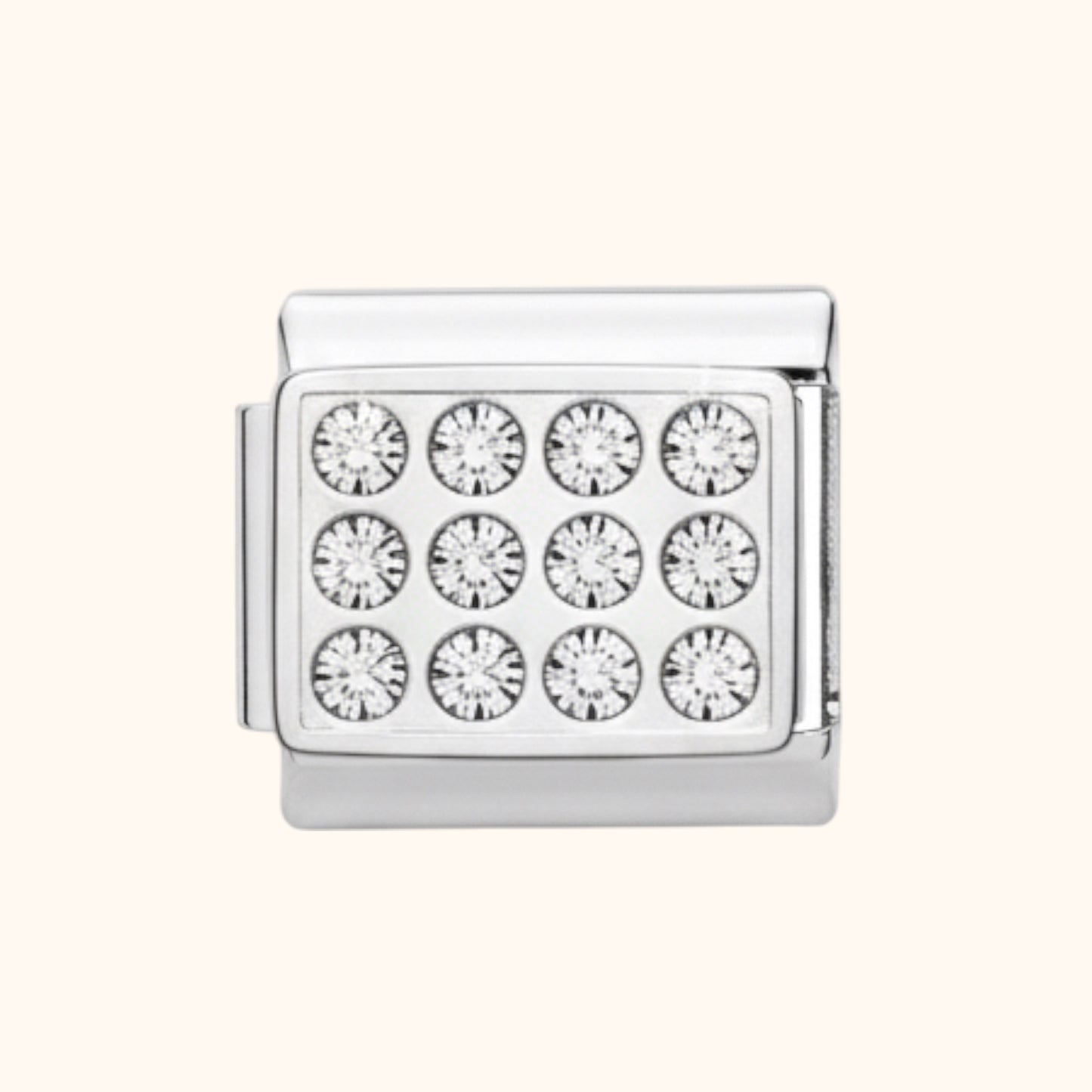 Silver Crystal Grid Charm - Silver