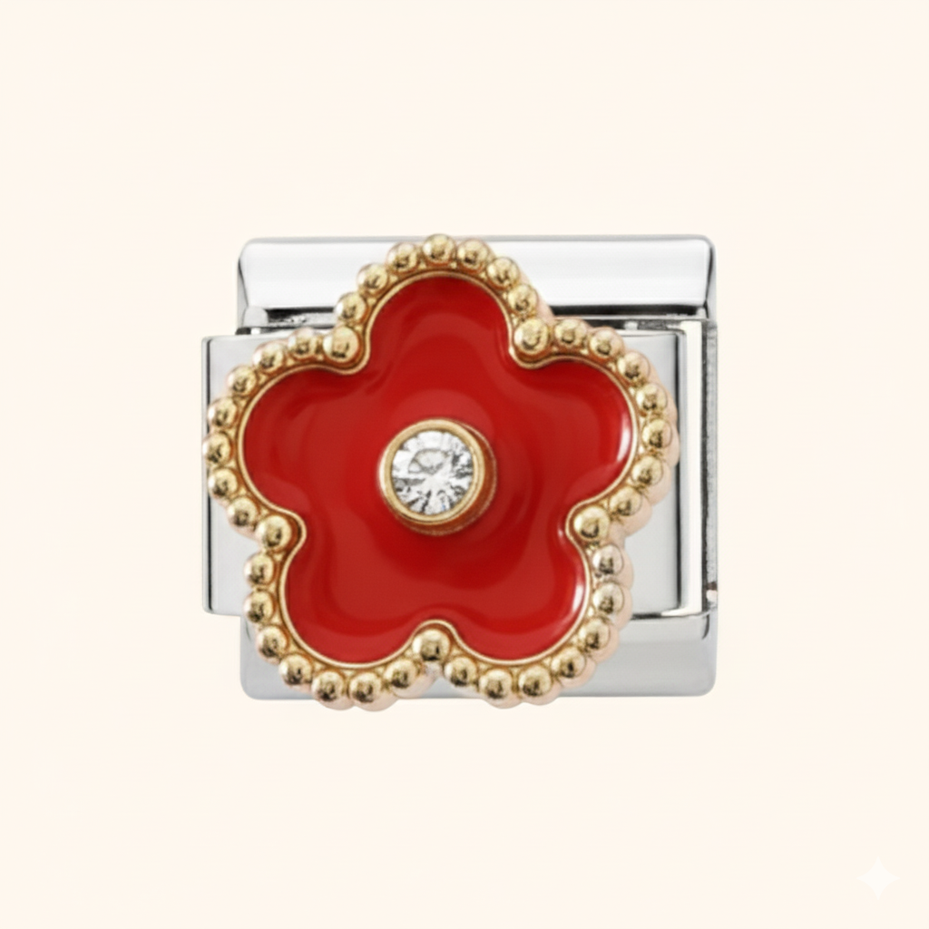 Scarlet Clover Charm - Silver
