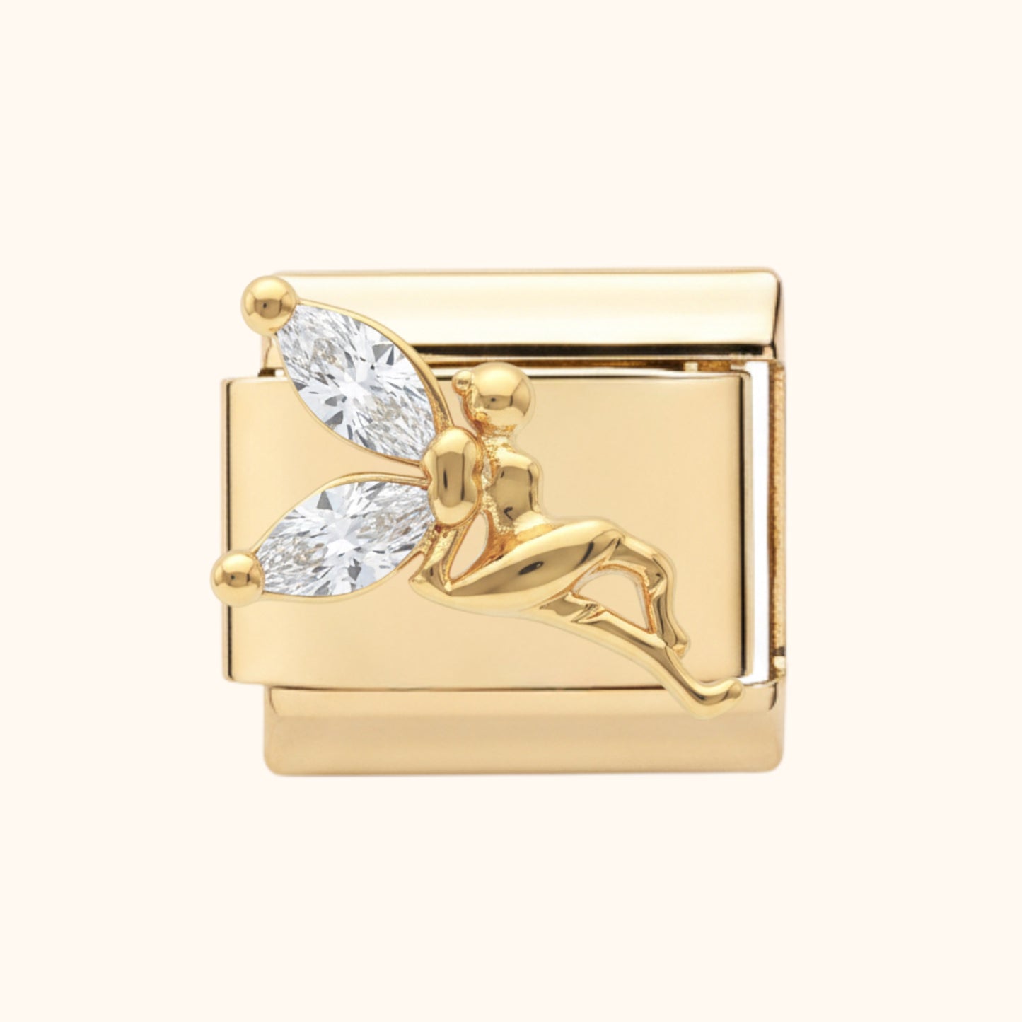 Fairy Wing Crystal Charm – Gold