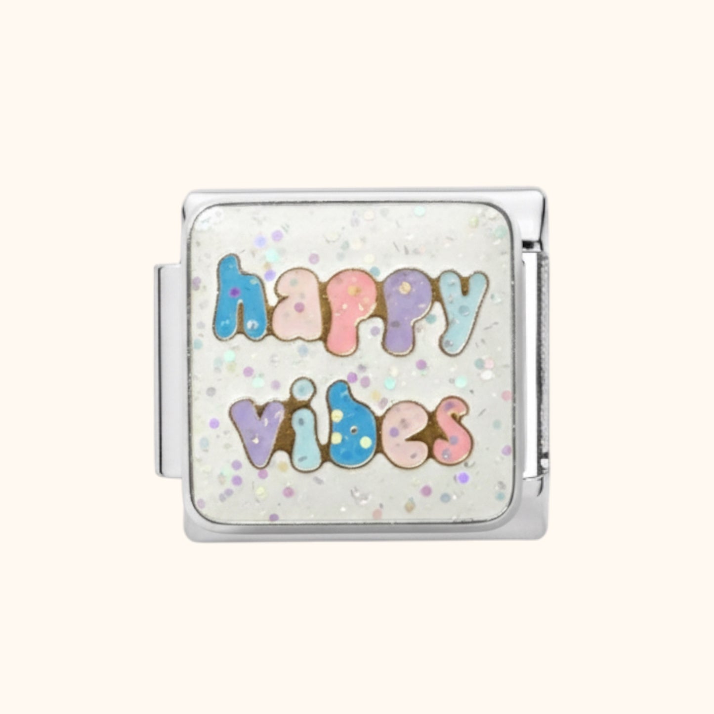 Happy Vibes Charm - Silver