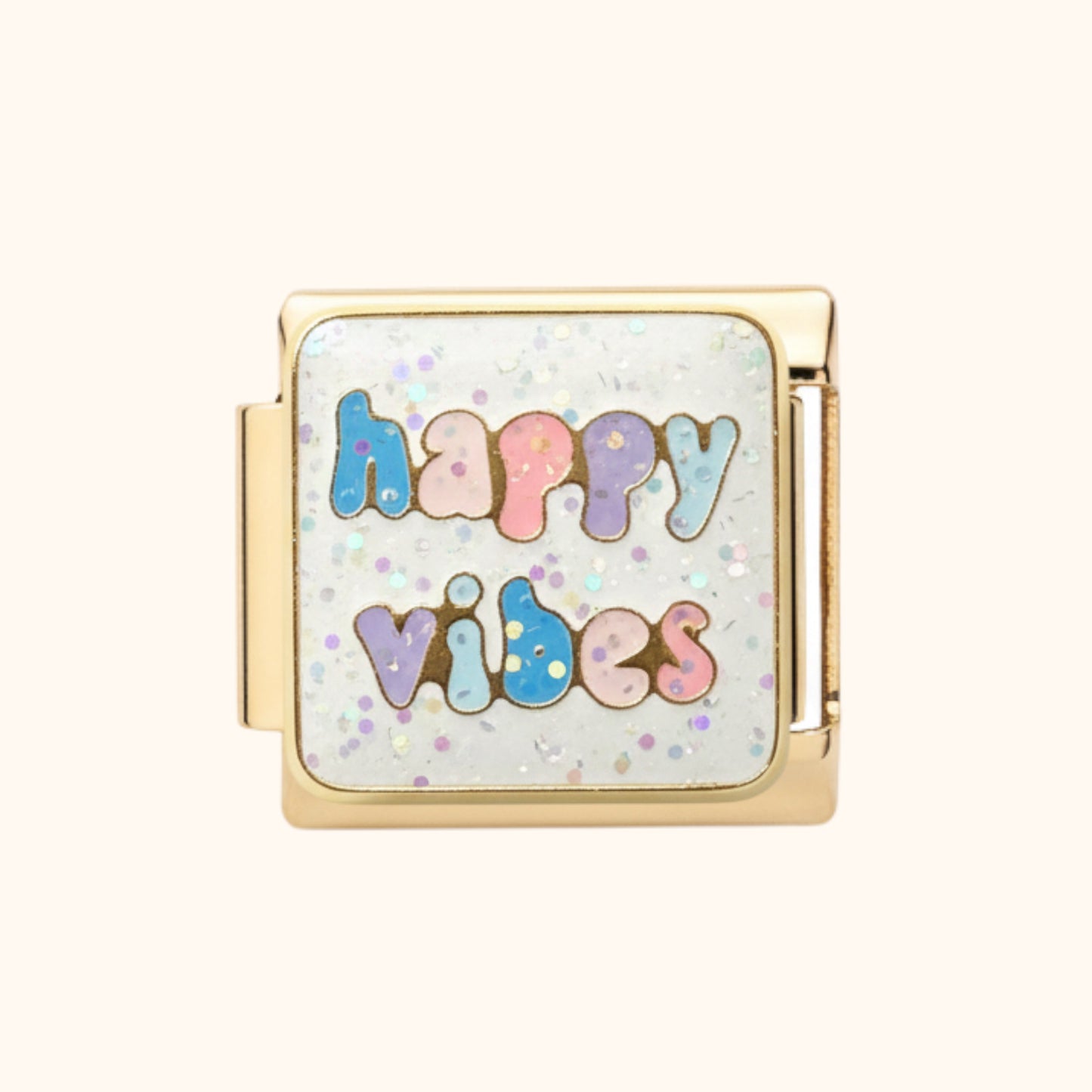 “Happy Vibes” Charm – Gold