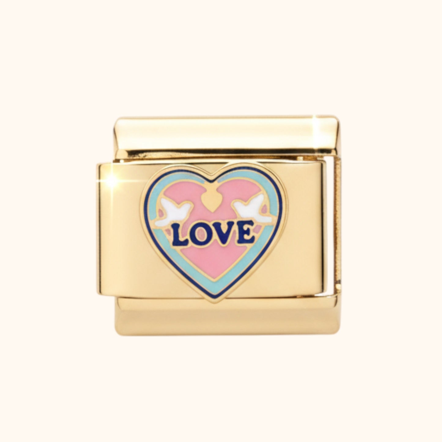 Peace & Love Heart Charm (Gold)