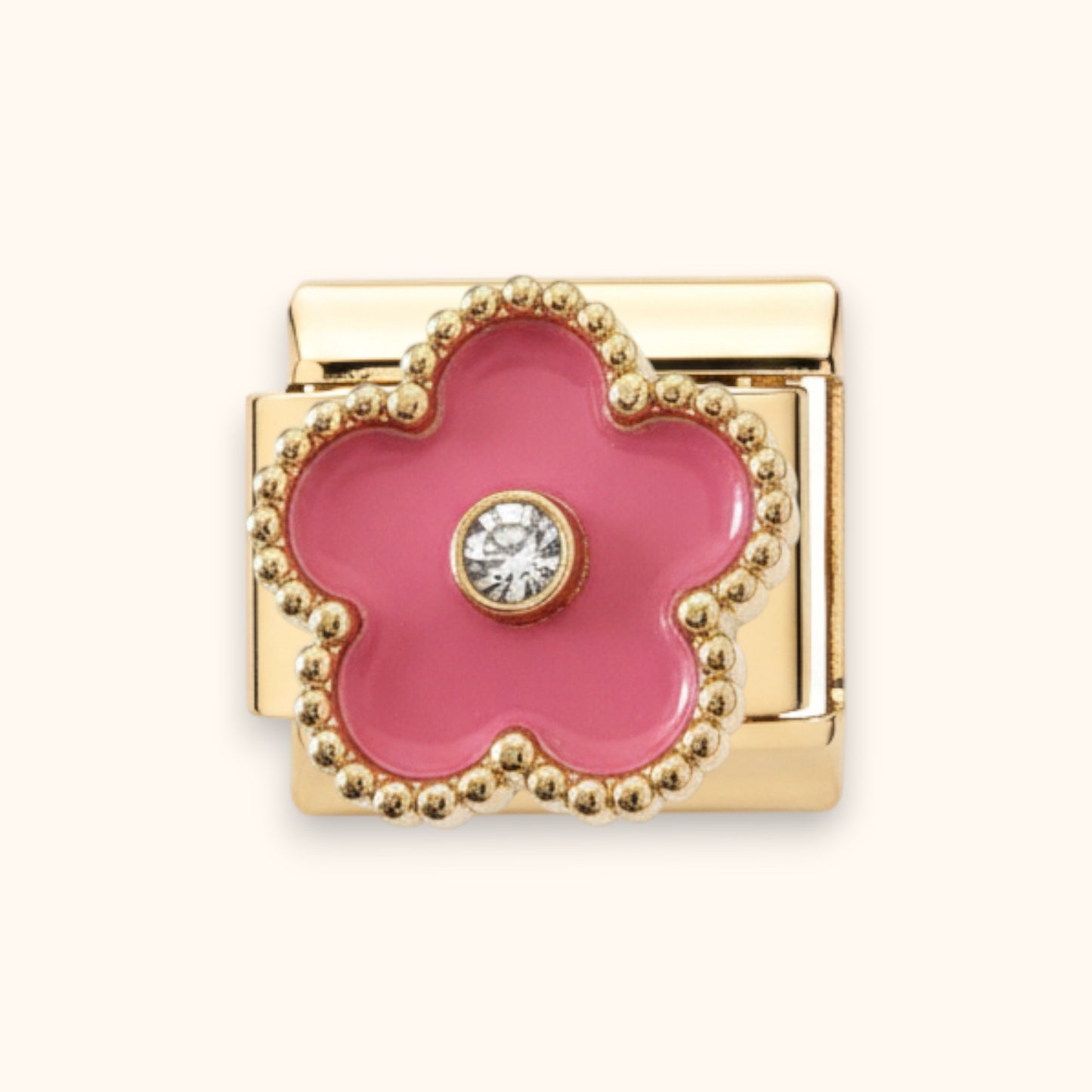 Five-Petal Flower Charm - Pink/Gold