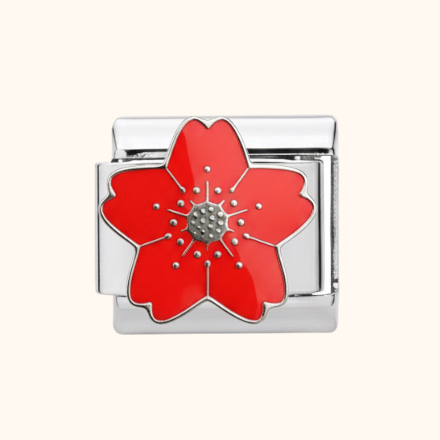 Crimson Bloom Charm - Silver