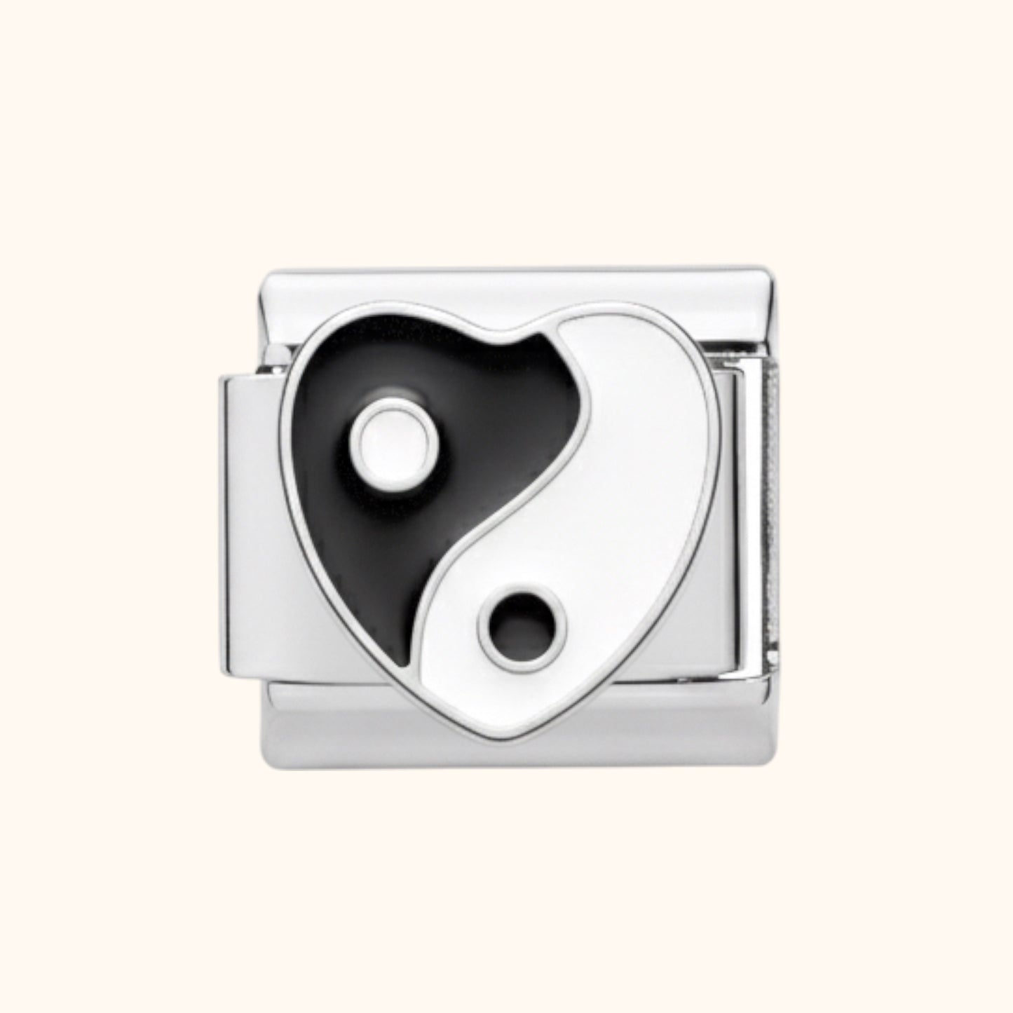 Yin Yang Heart Charm - Silver