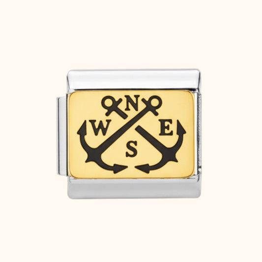 Anchor Compass Charm - Silver