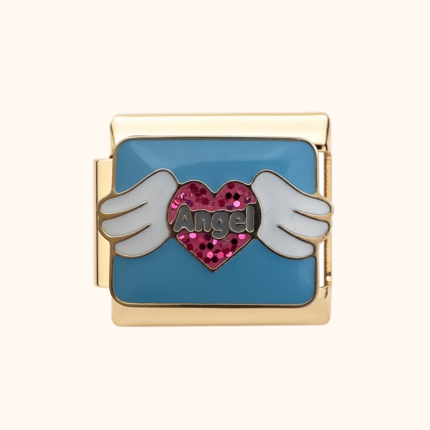 Angel Wings Heart Charm (Gold)