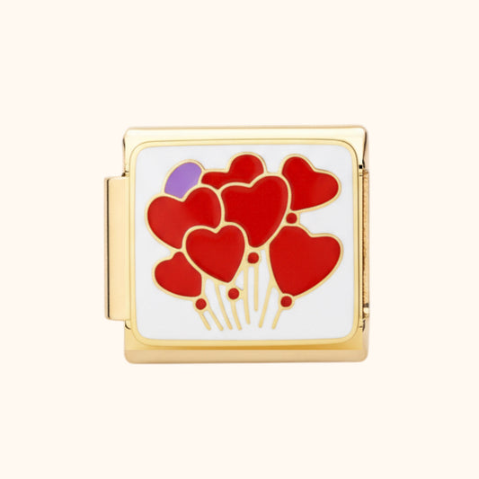 Heart Balloon Bouquet Charm (Gold)