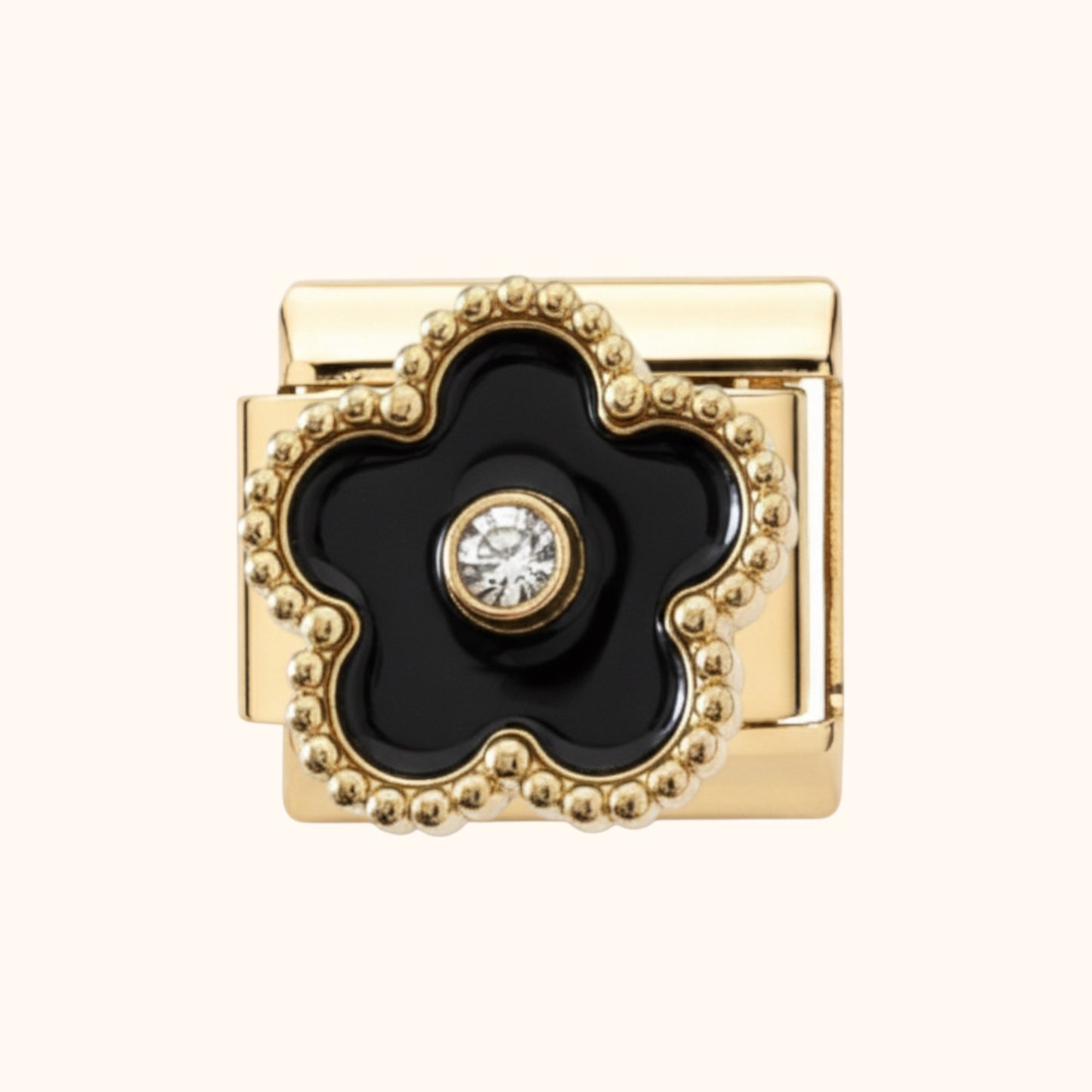 Five-Petal Flower Charm - Black/Gold