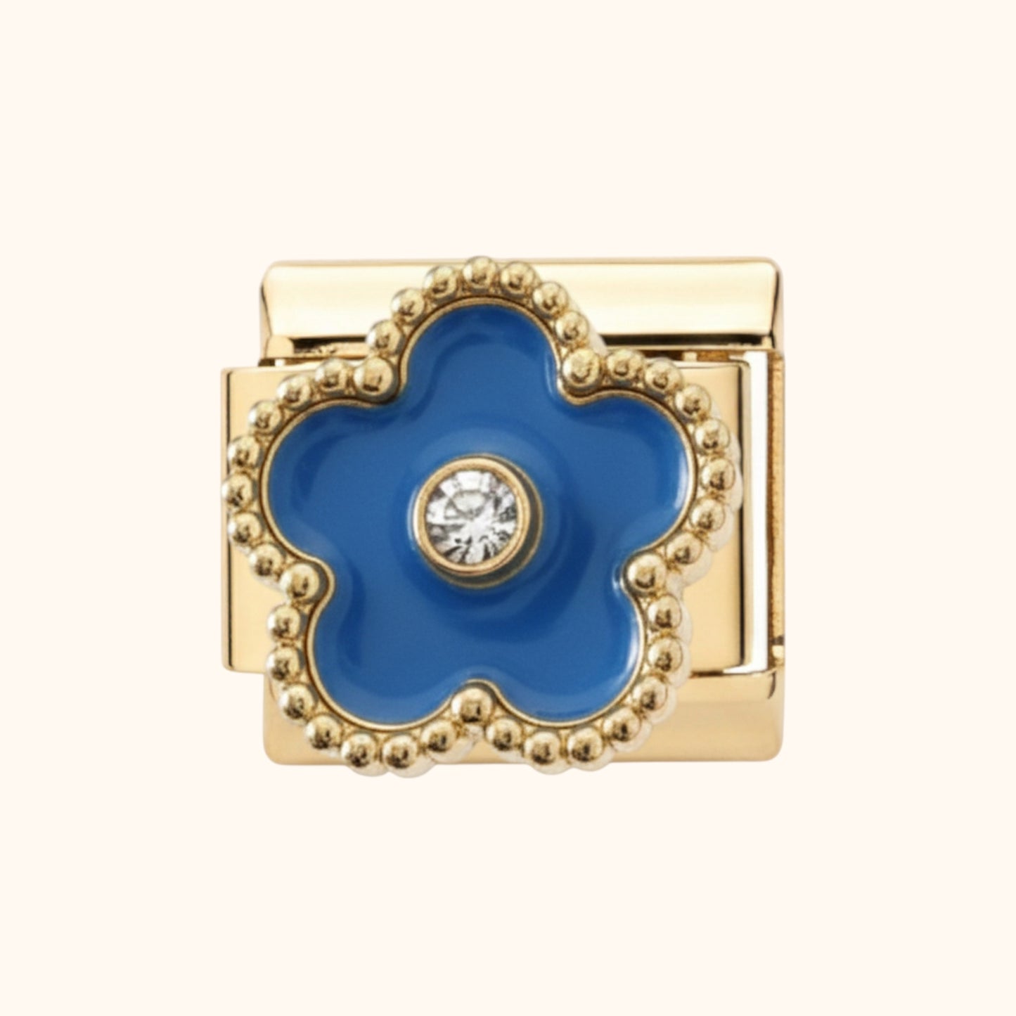 Five-Petal Flower Charm - Blue/Gold