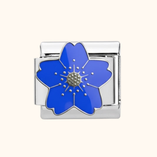 Cobalt Bloom Charm - Silver