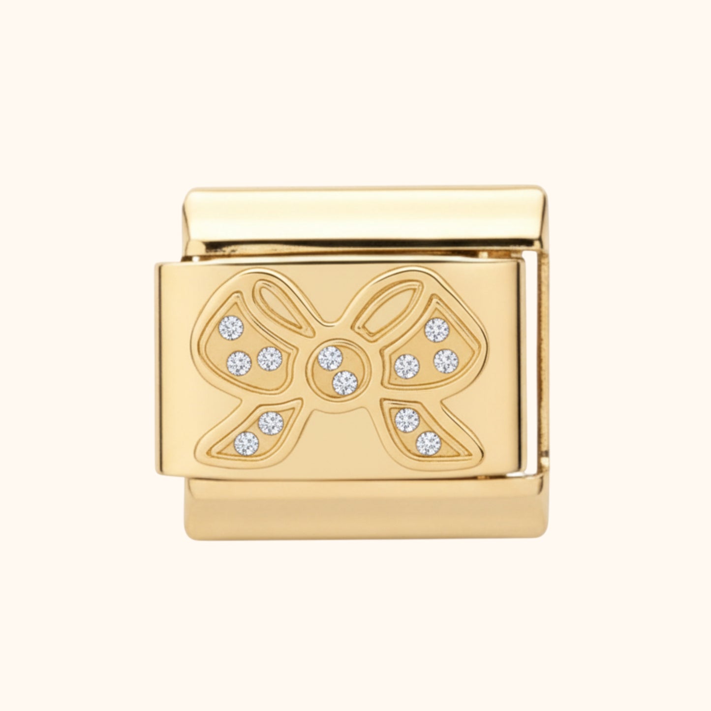 Crystal Bow Charm – Gold
