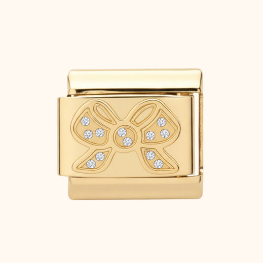 Crystal Bow Charm – Gold