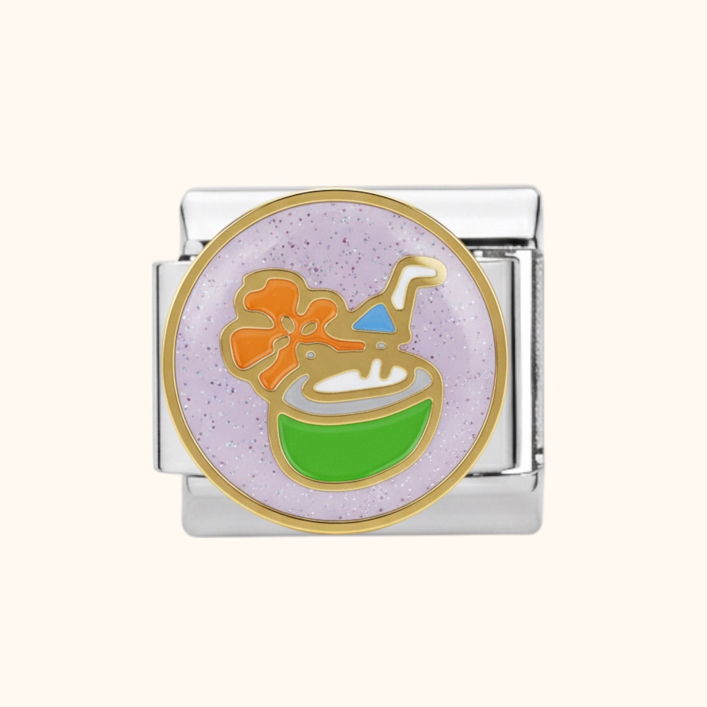 Coconut Cocktail Charm - Silver