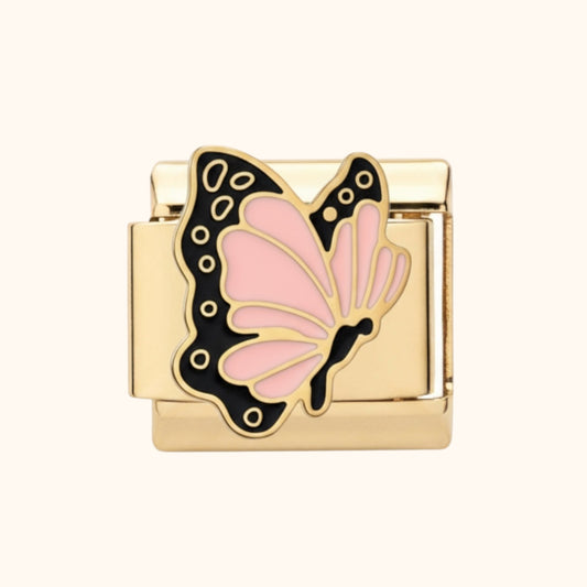 Pink Butterfly Charm – Gold