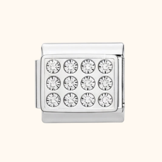 Silver Crystal Grid Charm - Silver