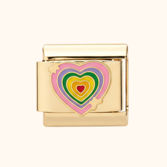 Rainbow Heart Charm (Gold)