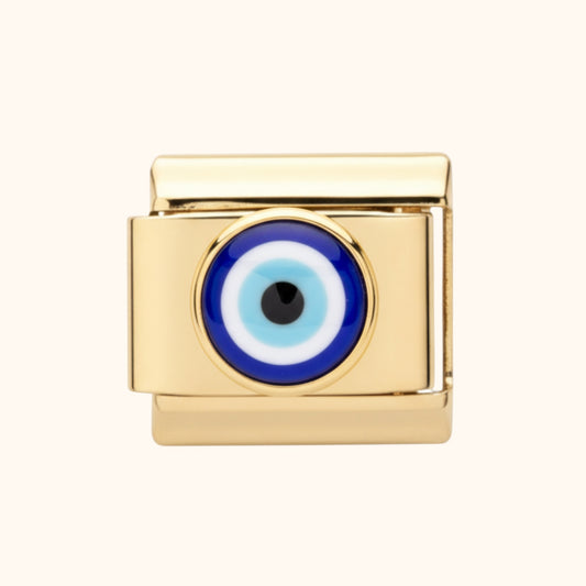 Evil Eye Dome Charm – Blue/Gold