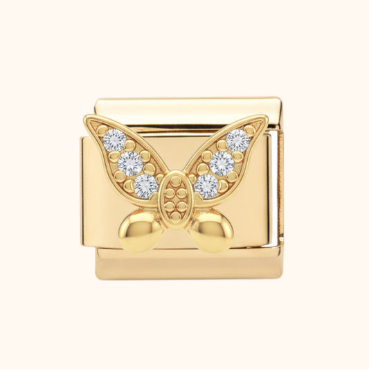 Crystal Butterfly Charm – Gold