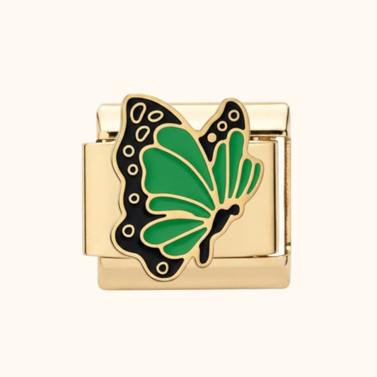 Green Butterfly Charm – Gold