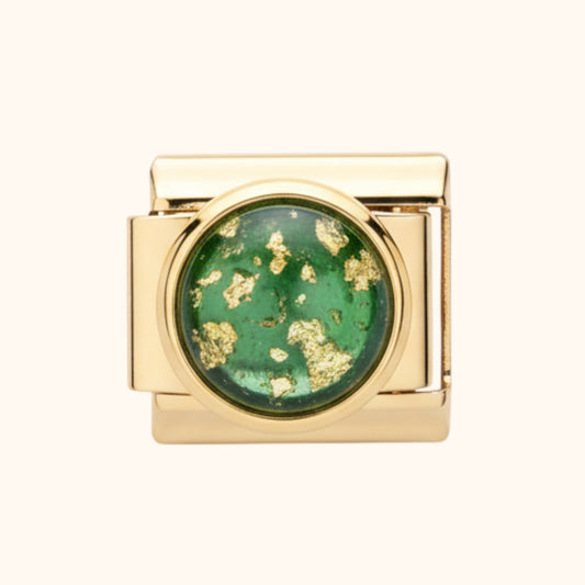 Verdant Foil Dome Charm – Green/Gold