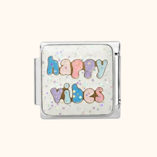 Happy Vibes Charm - Silver