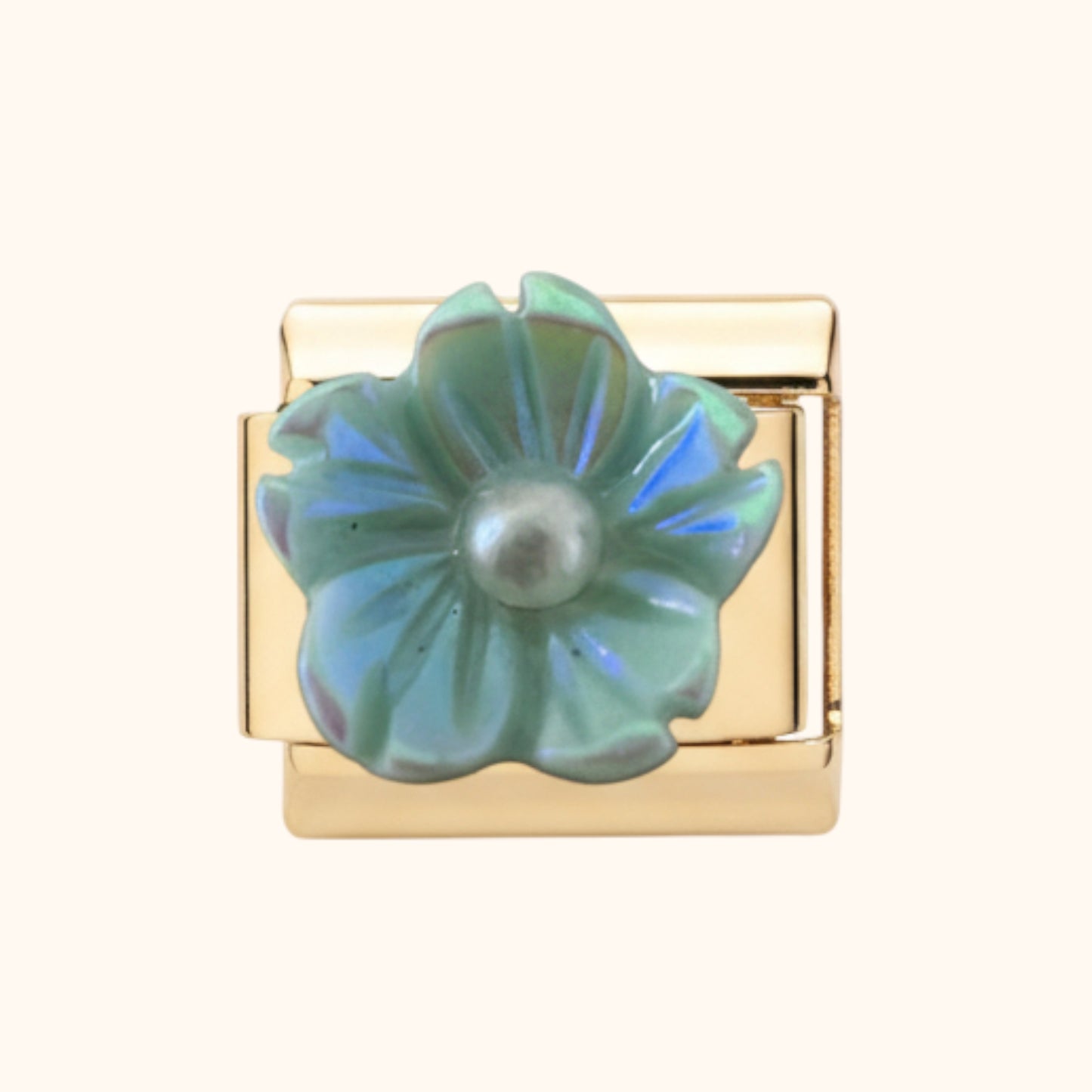 Pearl Blossom Flower - Aqua/Gold