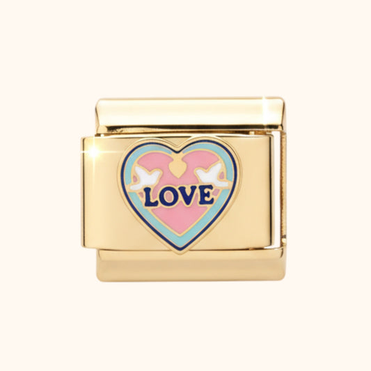 Peace & Love Heart Charm (Gold)