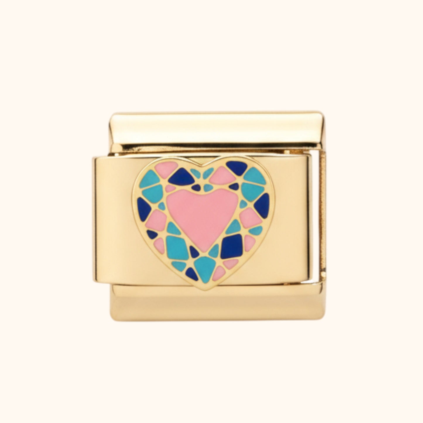 Mosaic Heart Italian Charm (Gold)