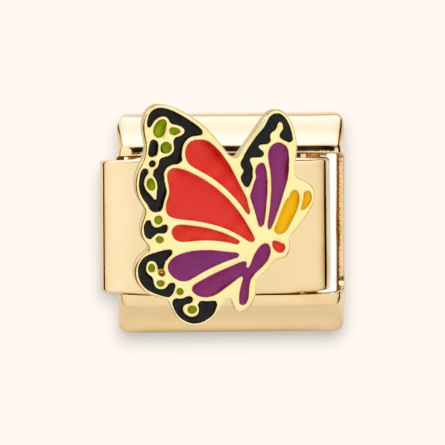 Multicolour Butterfly Charm - Gold