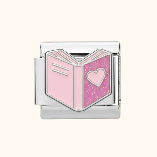 Pink Book Charm - Silver