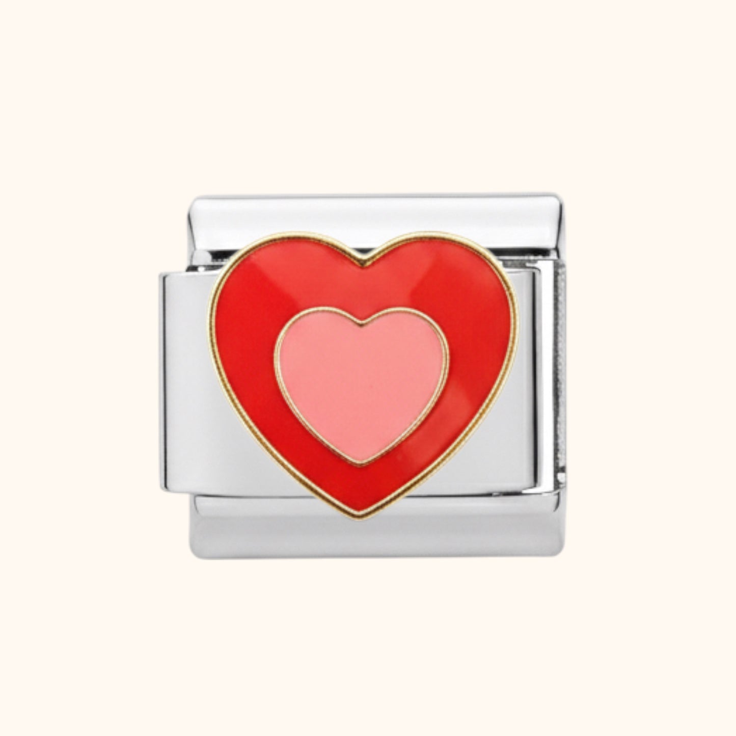 Red and Pink Hearts Charm - Silver