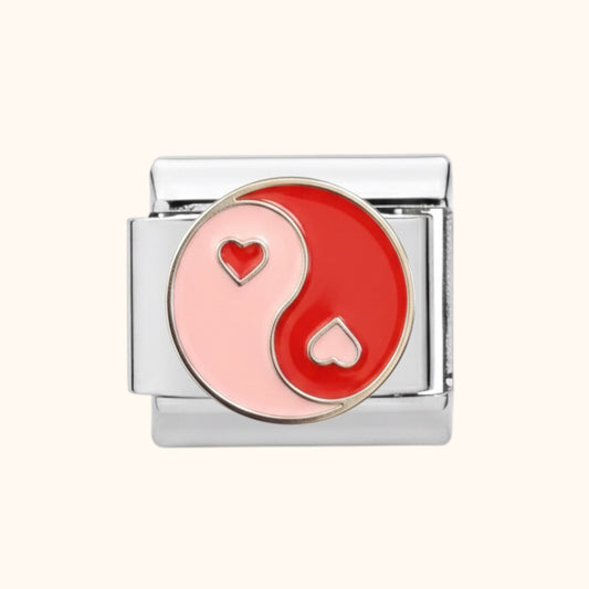 Yin Yang Pink Hearts - Silver