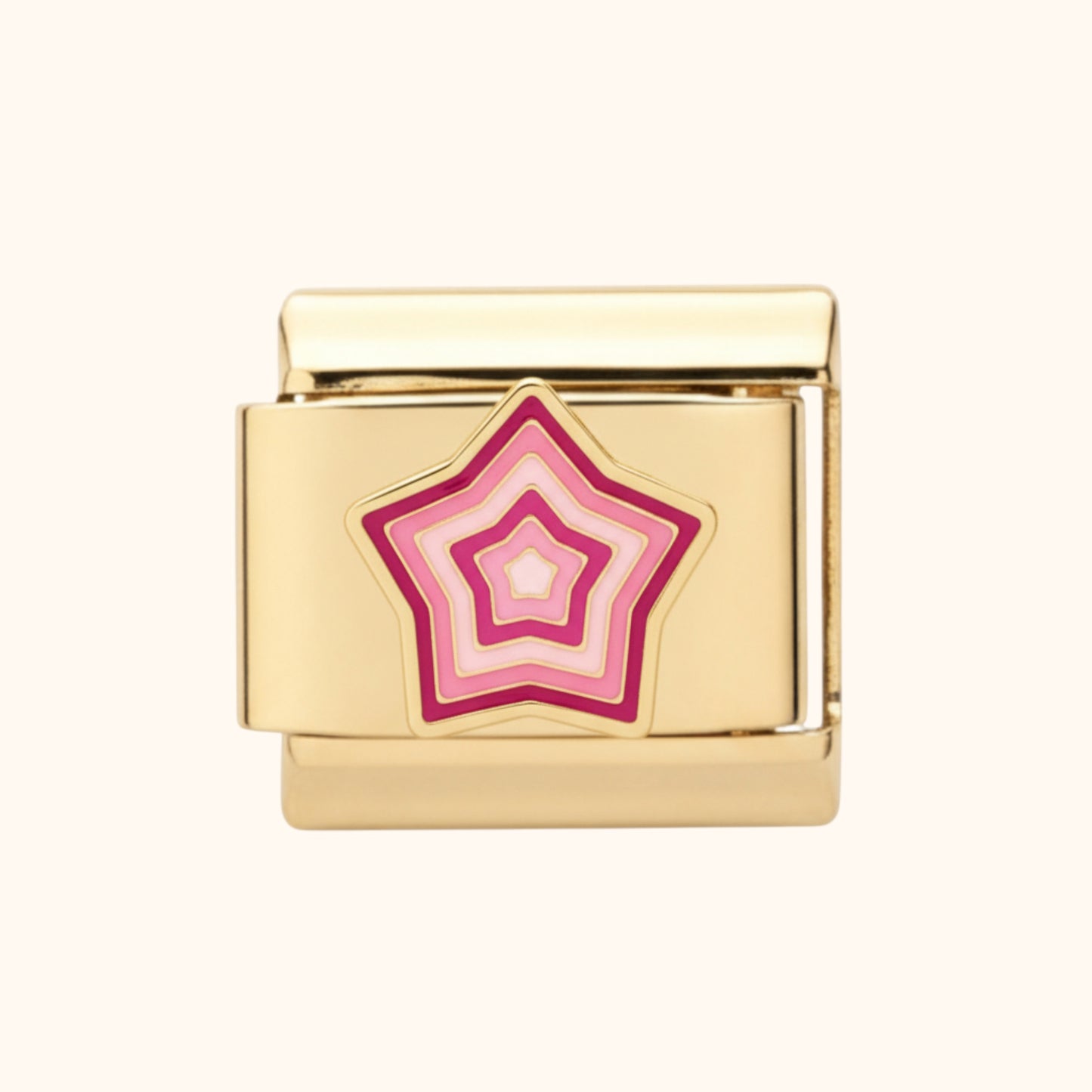 Candy Stripe Star Charm – Pink/Gold