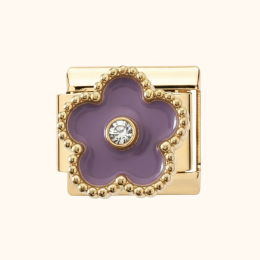 Five-Petal Flower Charm - Purple/Gold