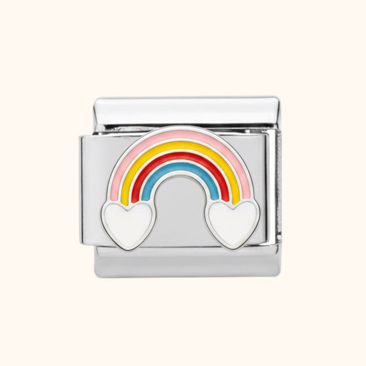 Rainbow Heart Charm - Silver
