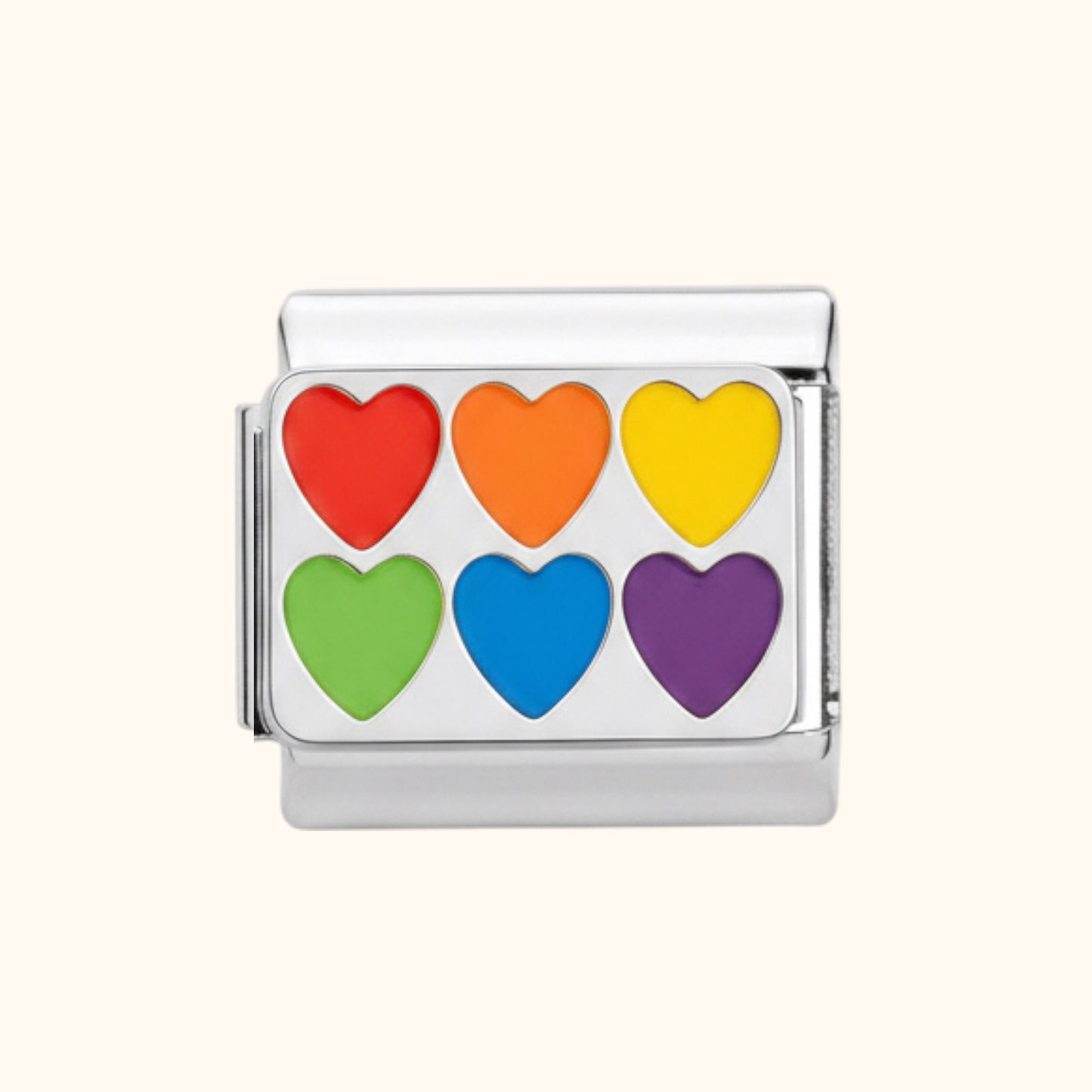 Rainbow Hearts Charm - Silver