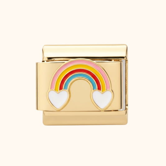 Rainbow Hearts Charm – Gold